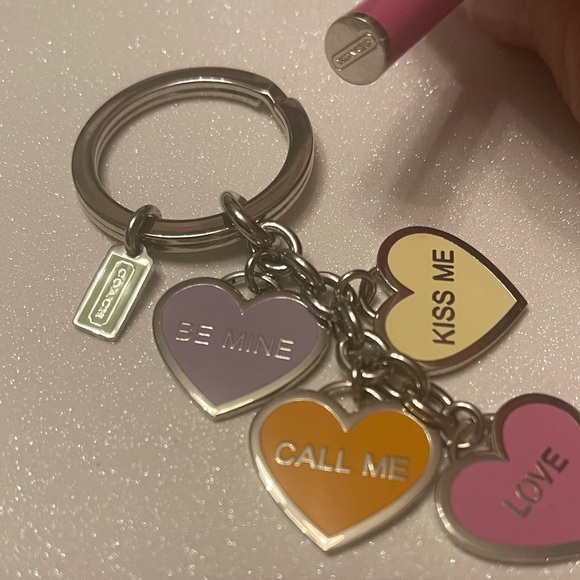 Coach Heart Charm Keychain and Pink Coach Pen Set - Picture 2 of 5